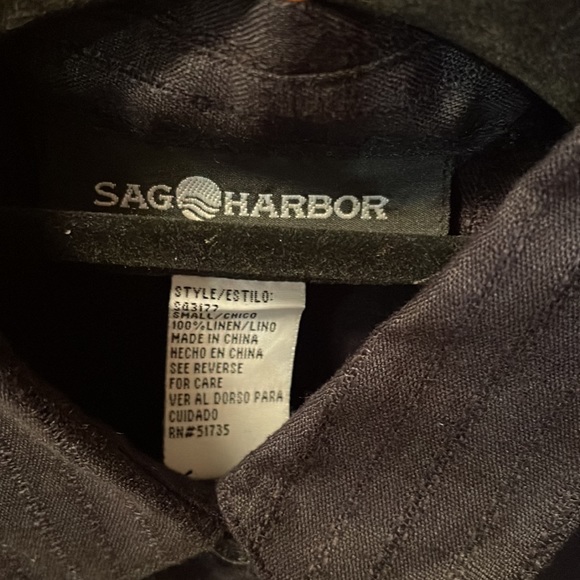 Sag Harbor black linen button down shirt - Picture 2 of 6